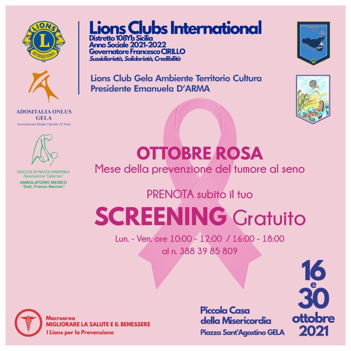 Lions Club Gela Ambiente Territorio e Cultura offre la prevenzione - 