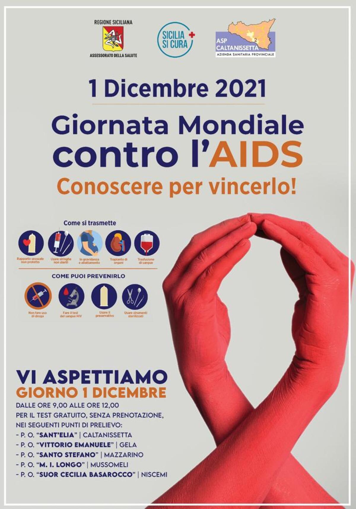 Screening sull'Hiv mercoledì nell'ospedale di Niscemi -