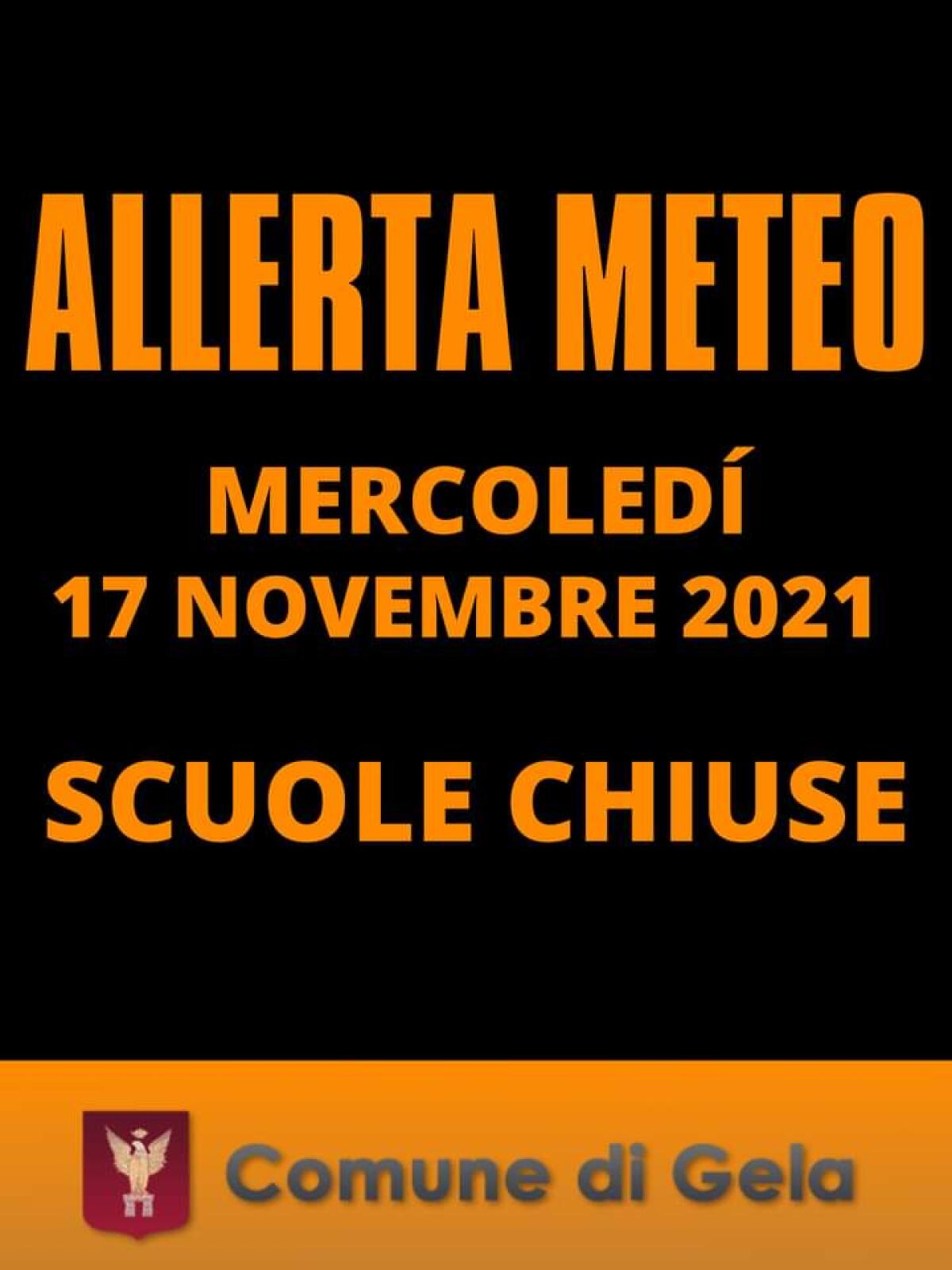 Scuole chiuse domani per allerta meteo a Gela e Niscemi -
