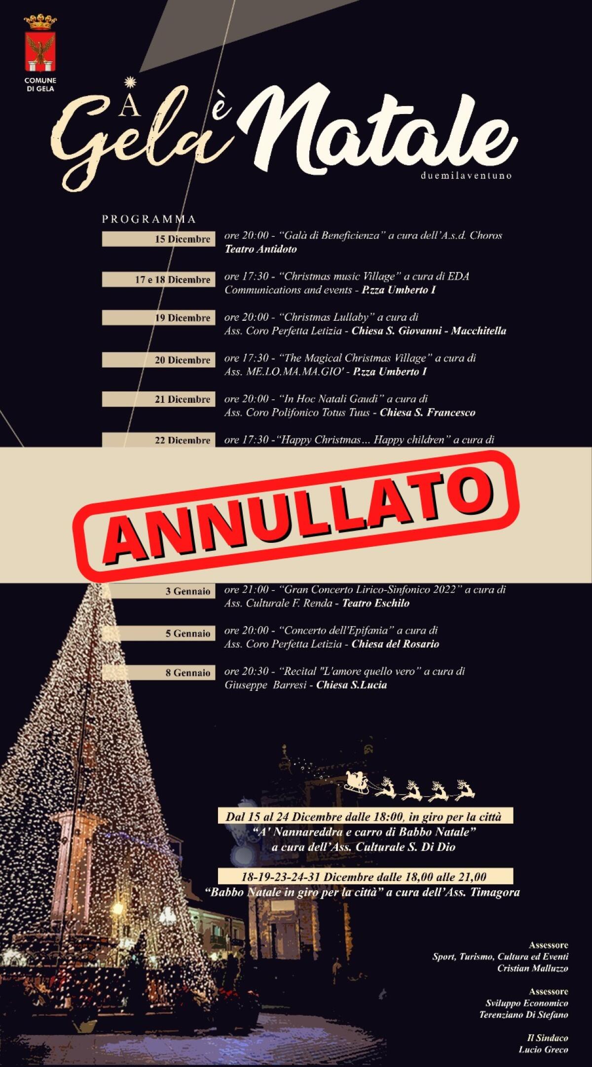 Annullati tutti gli eventi del Natale - 