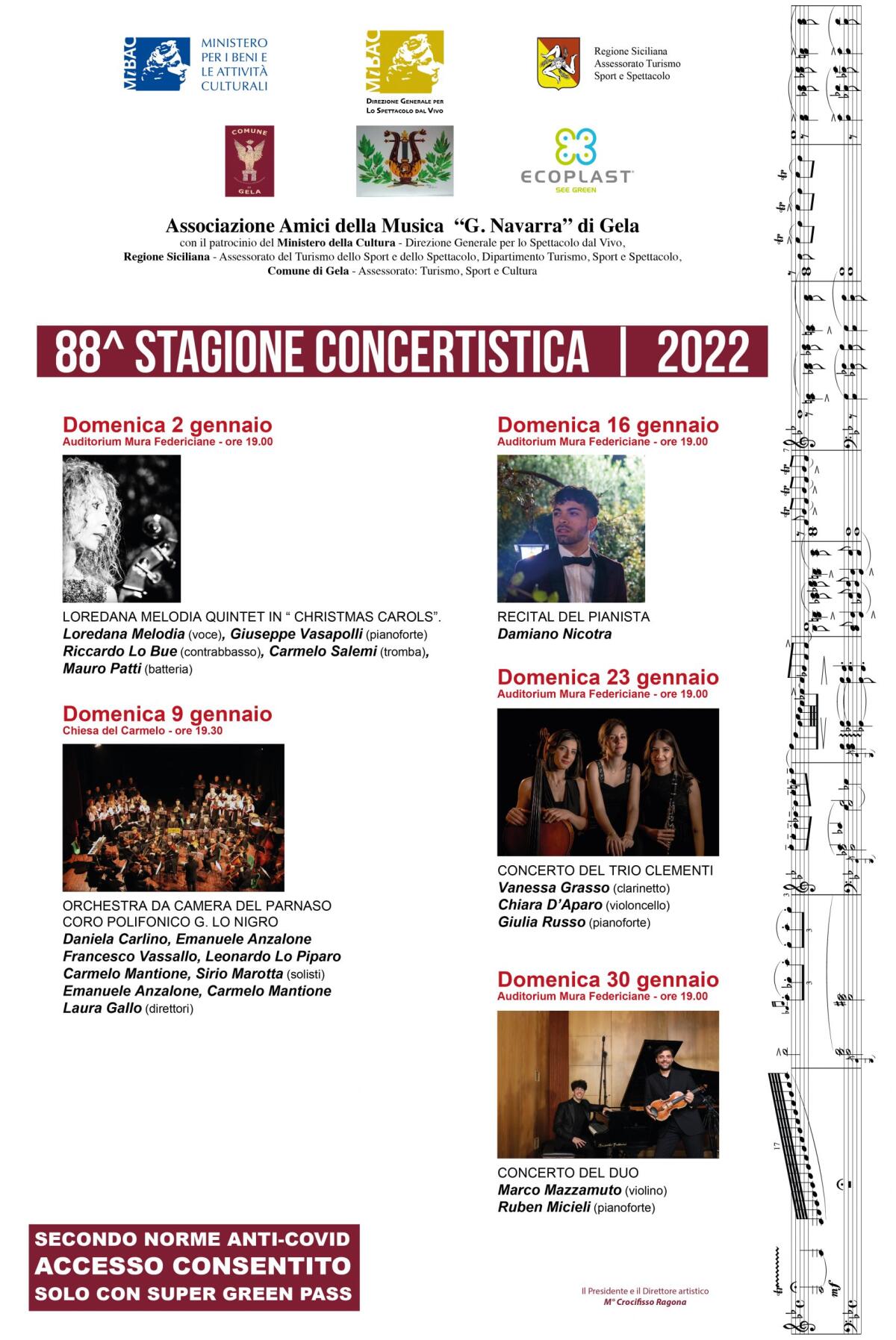 Rinviati i concerti di Gennaio dell'associazione Navarra -