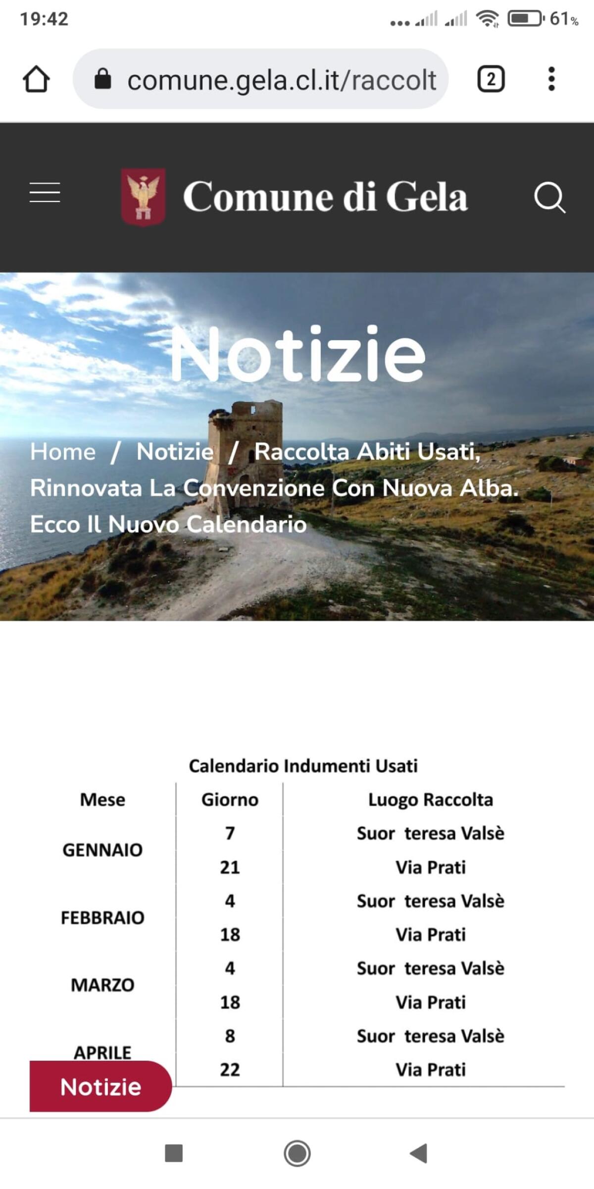 Appuntamenti per la raccolta di indumenti usati a Gela - 