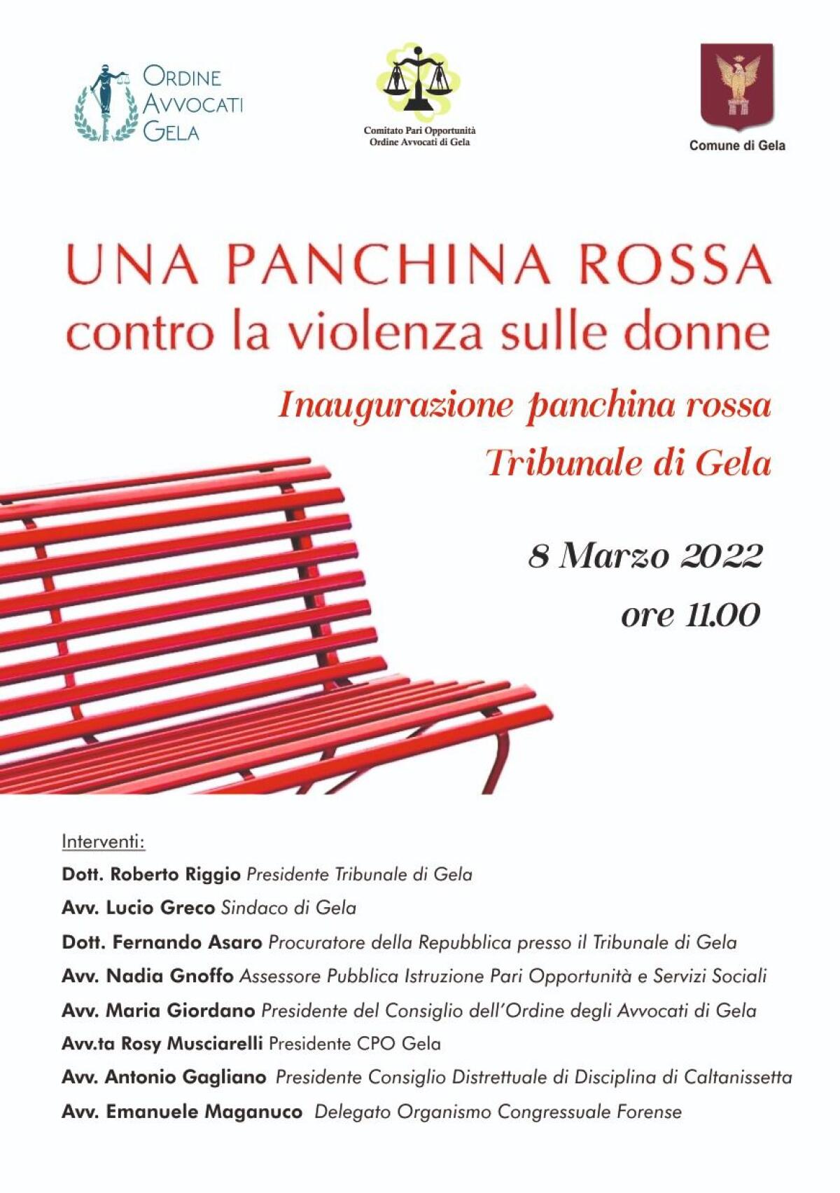 Panchina rossa in Tribunale - 