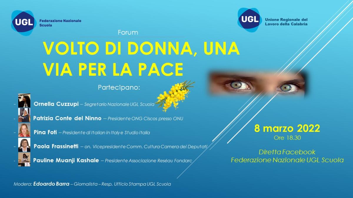 Forum Ugl: Volto di donna, una via per la pace - 