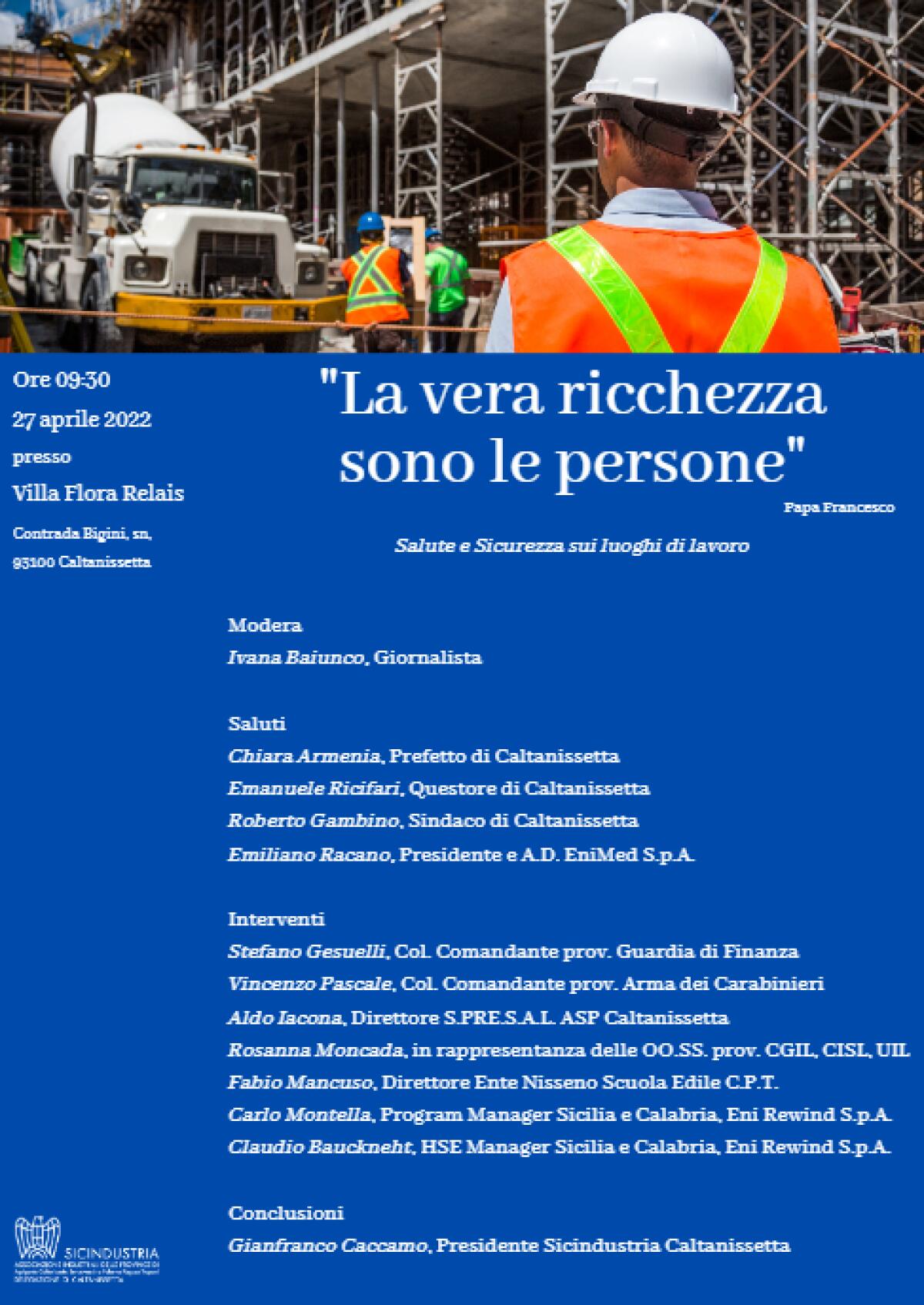 Domani incontro di Sicindustria su 'Sicurezza e lavoro' -