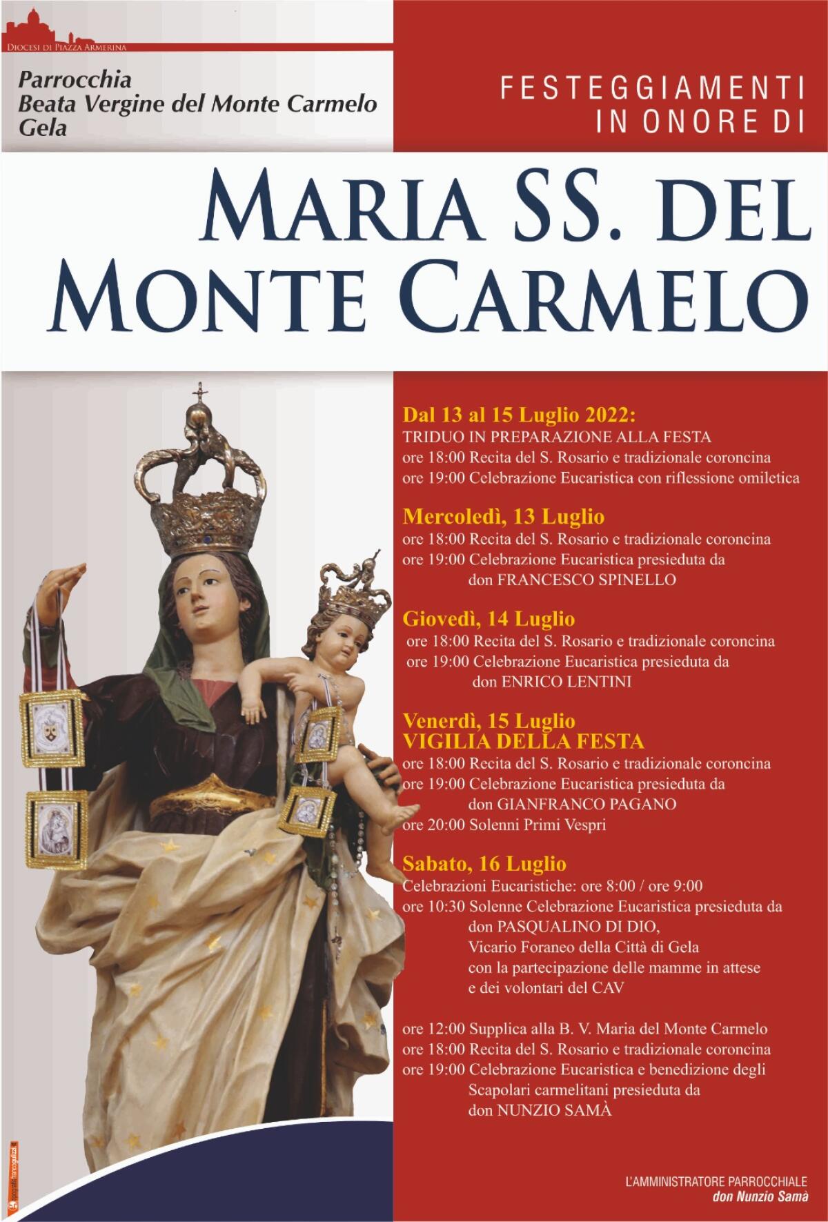 Iniziano domani le celebrazioni in onore della Madonna del Carmelo - 