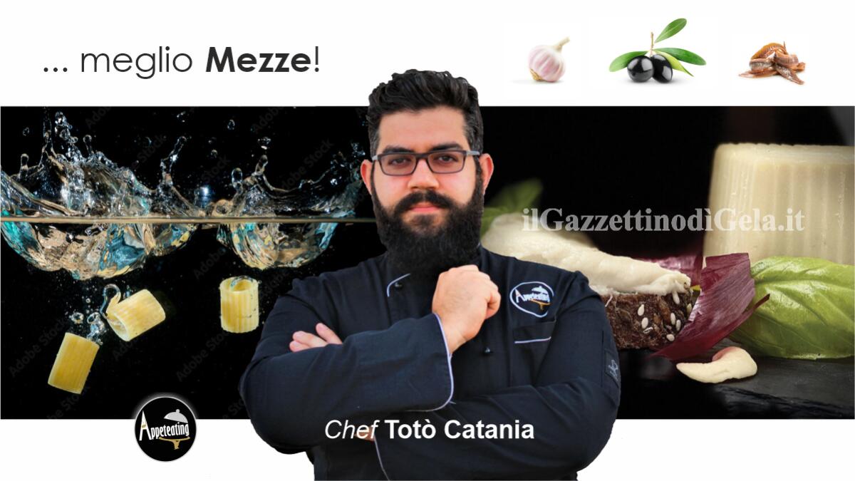 Lo chef Totò Catania propone: Mezze maniche al pomodoro, ricotta e crumble di pane alle olive -