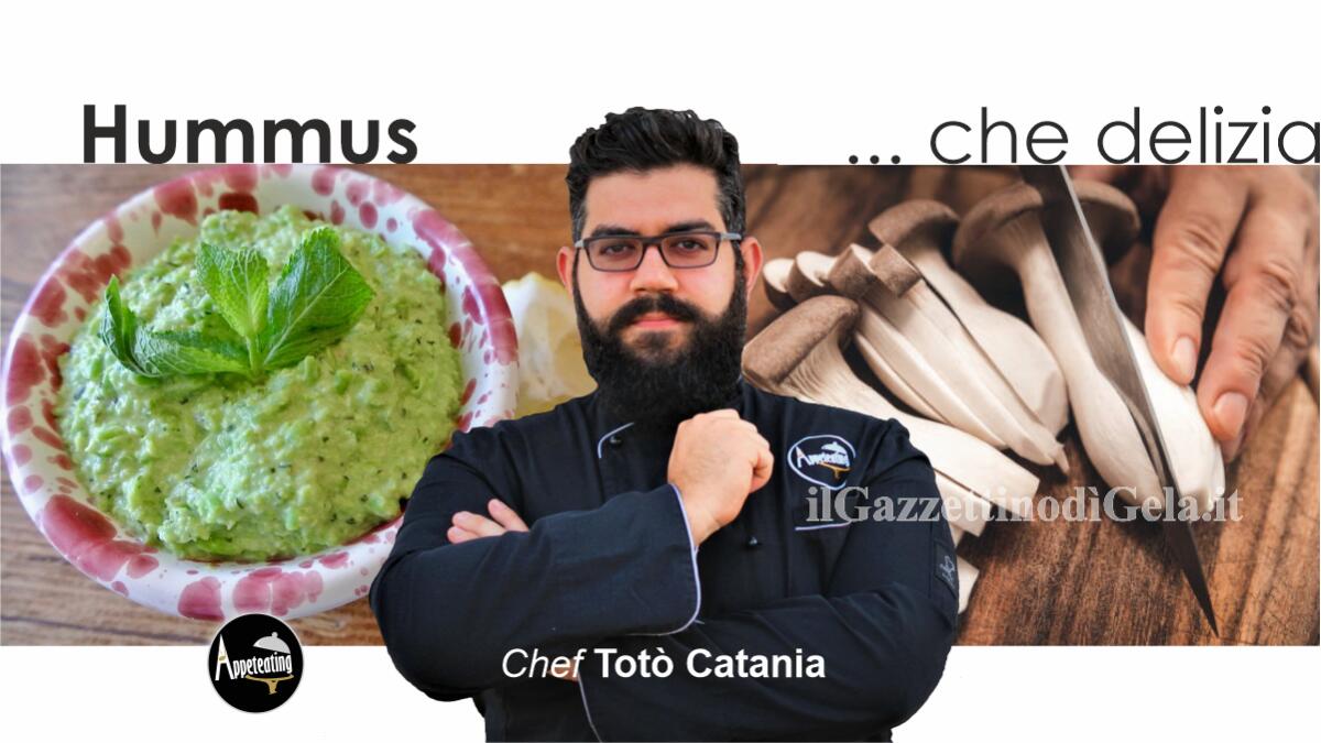 Lo chef Totò Catania propone: Hummus di piselli alla menta, cardoncelli e burrata -
