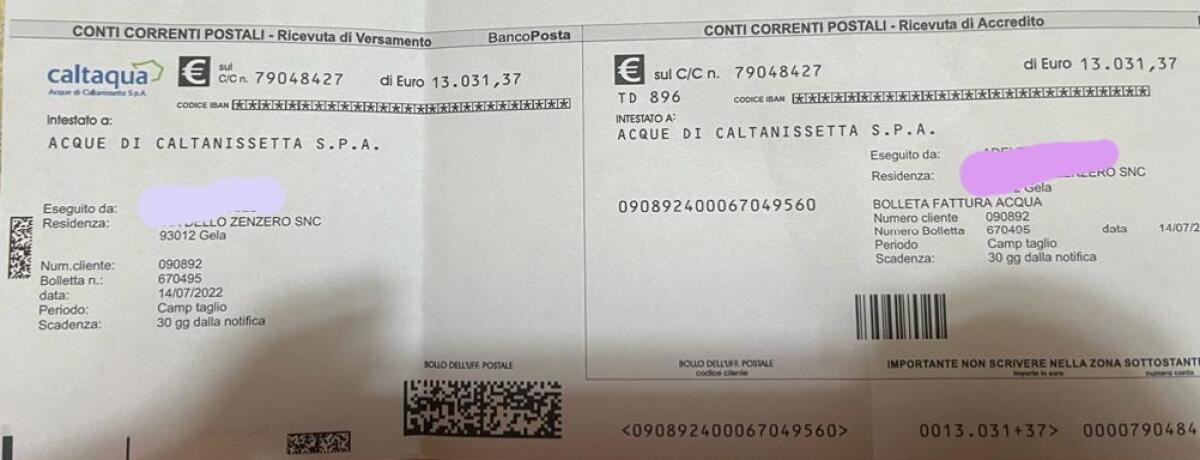 Bolletta idrica da 13 mila euro -