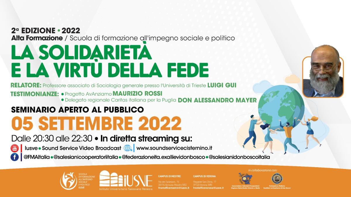 “La solidarietà e la virtù della fede”: incontro aperto al pubblico della Scuola di Alta formazione all’impegno sociale e politico - 