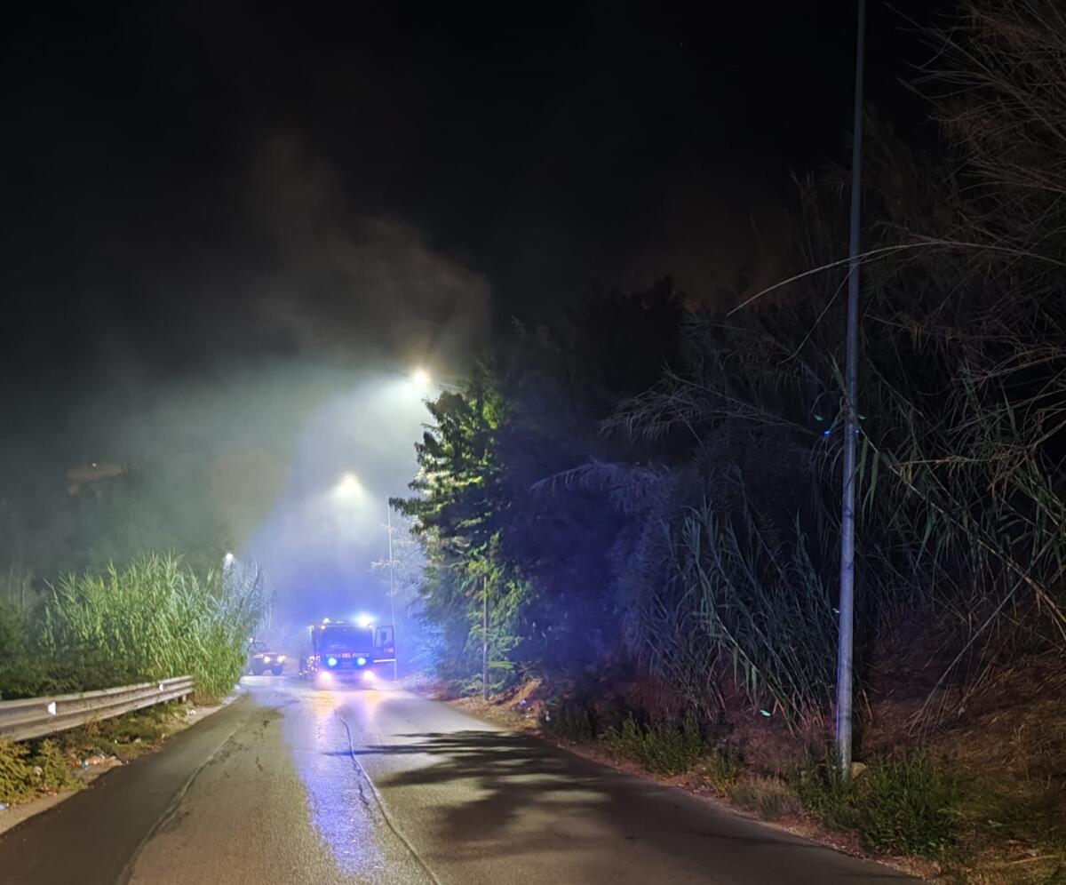 Incendio di un canneto in via Licata - 