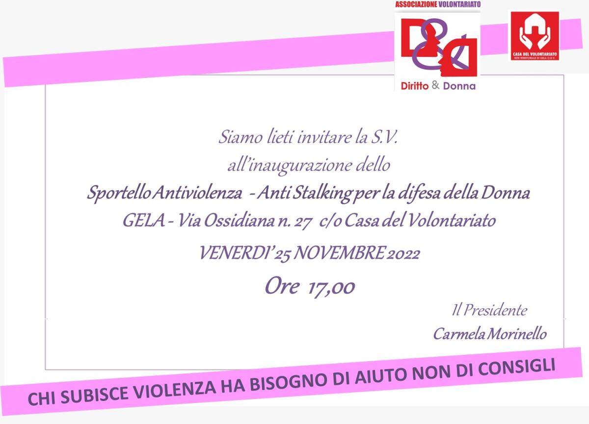 Arriva a Gela lo sportello antiviolenza - 