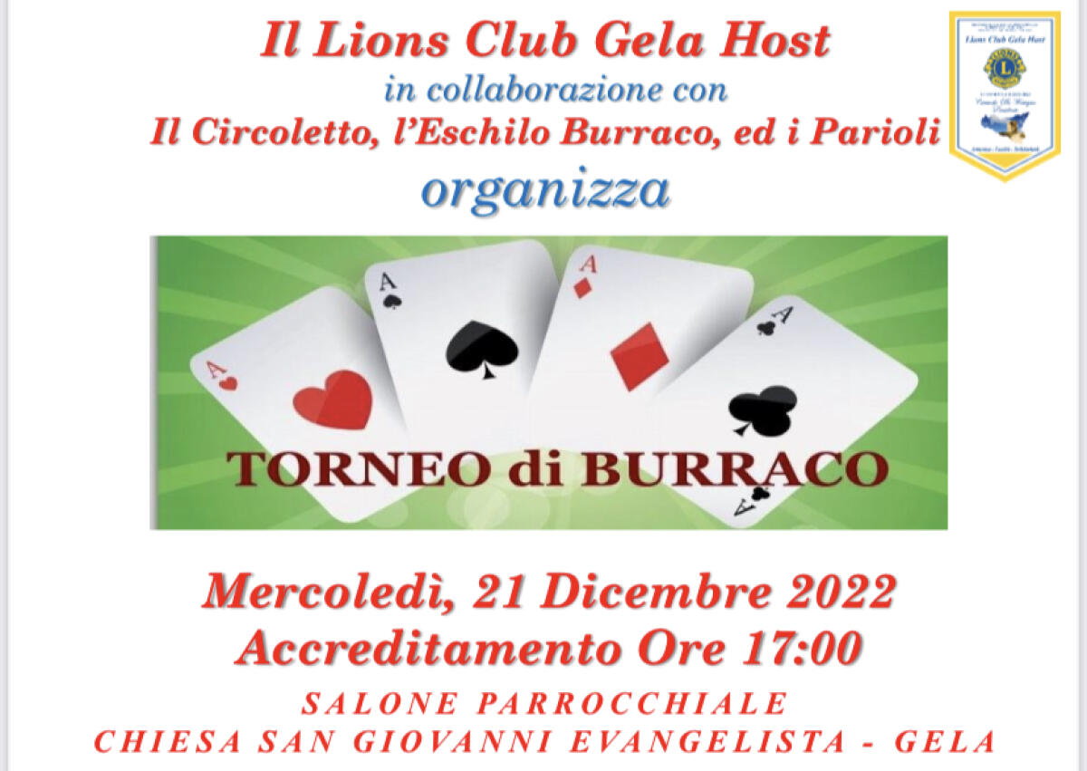Lions club Gela host, torneo di burraco per la solidarietà -