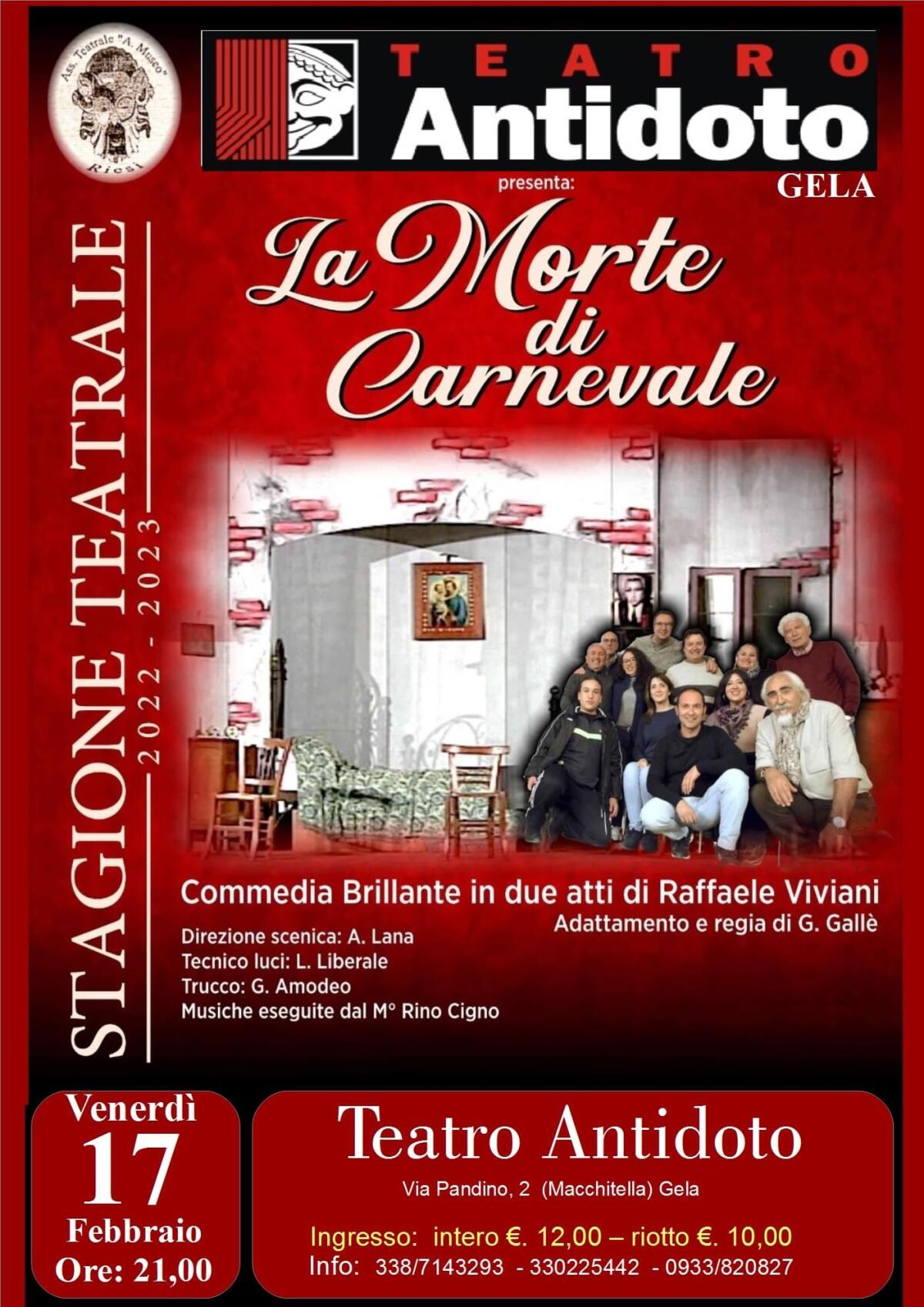 &#8220;La morte di Carnevale&#8221; al teatro Antidoto - 