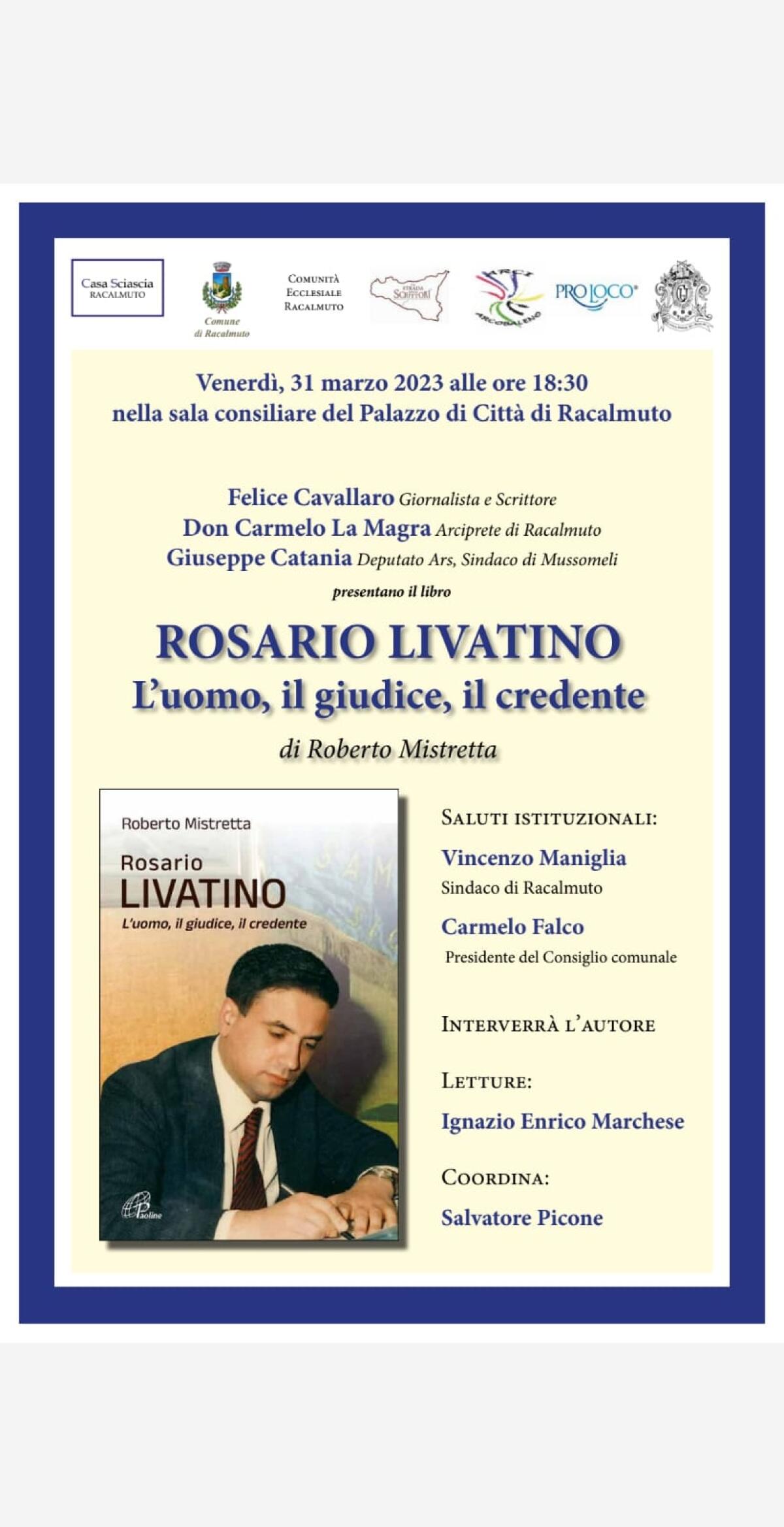 A Racalmuto un incontro culturale dedicato alla figura del giudice Livatino - 