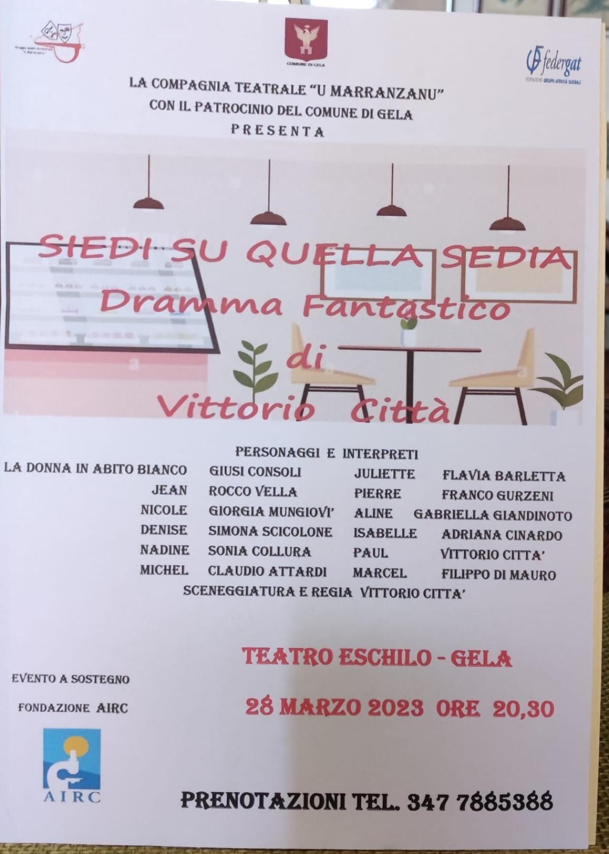 ‘Siedi su quella sedia’ al Teatro Eschilo -