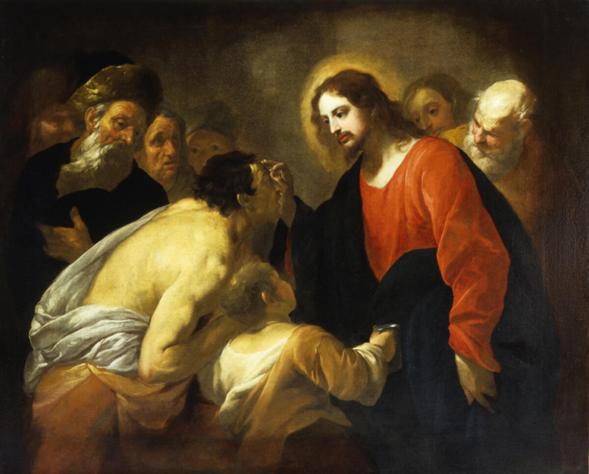 L’ uomo accecato dal peccato… - Miracolo del cieco nato, Cristo ridà la vista al cieco, dipinto. 3 dia 10x12 (C01.32.01-02-03), dia 6x6 (B01.09.12), stampa A4 getto d'inchiostro (G02.11.02), carige