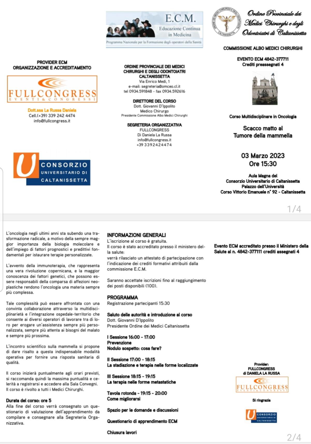 Scacco matto al tumore della mammella: corso in oncologia - 