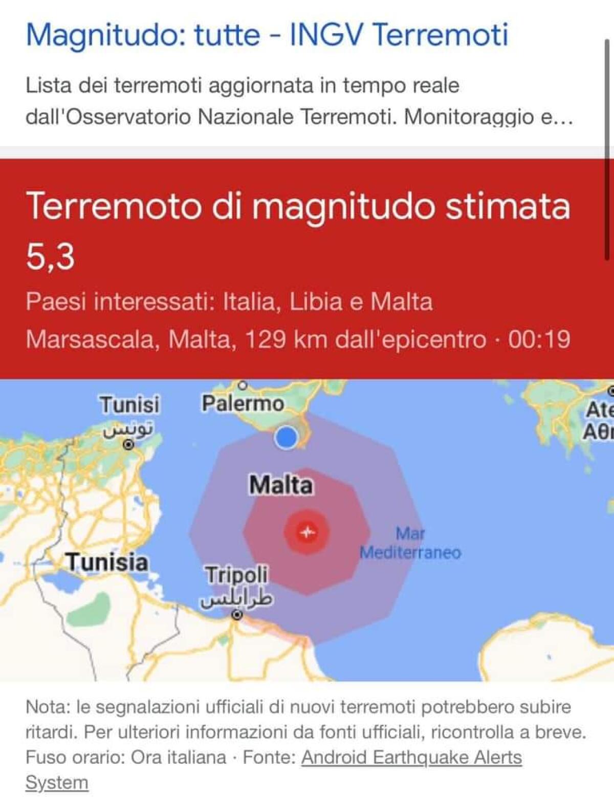 Nuova scossa di terremoto avvertita pure a Gela -