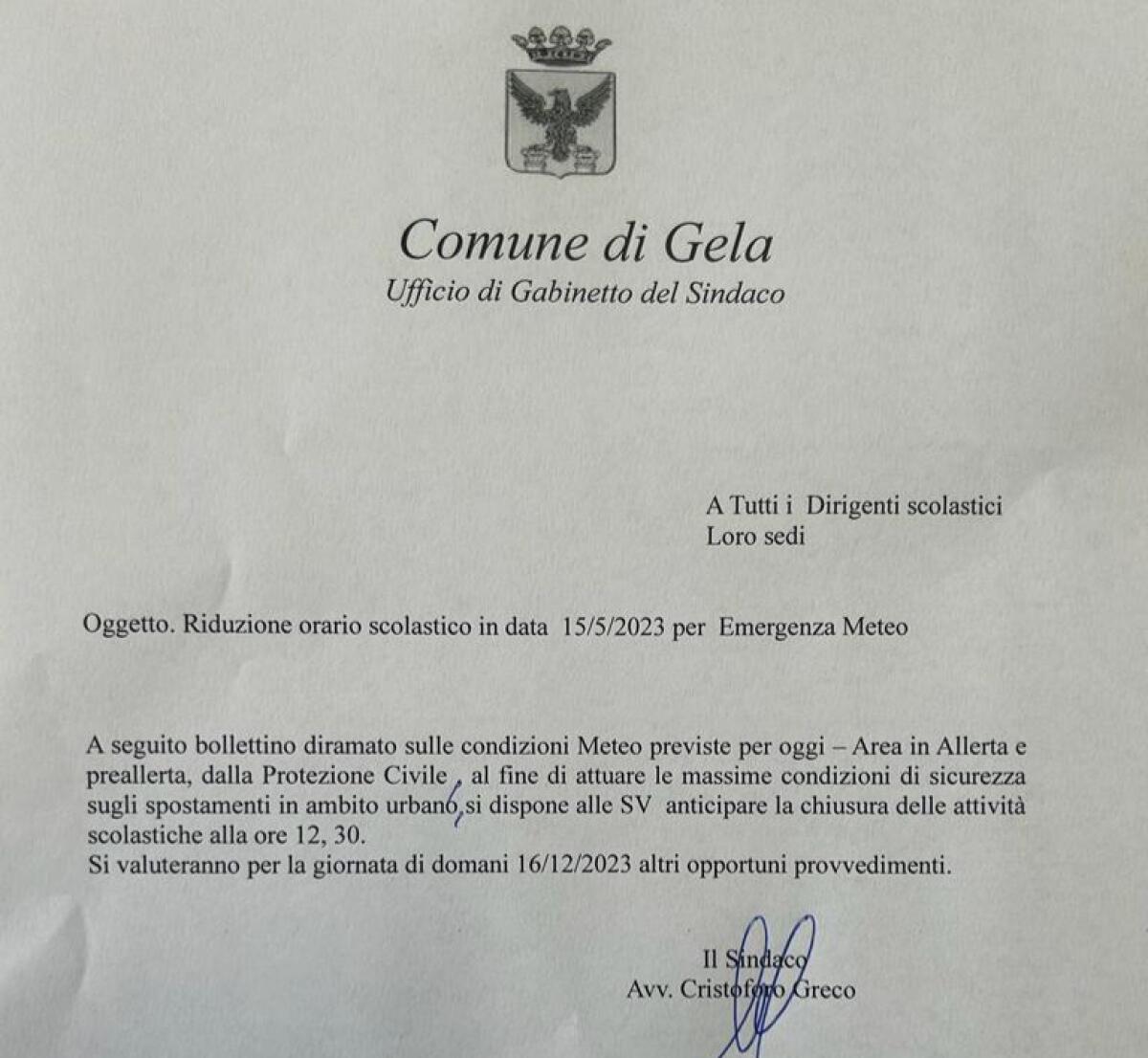 Allerta meteo: chiusura anticipata delle scuole - 