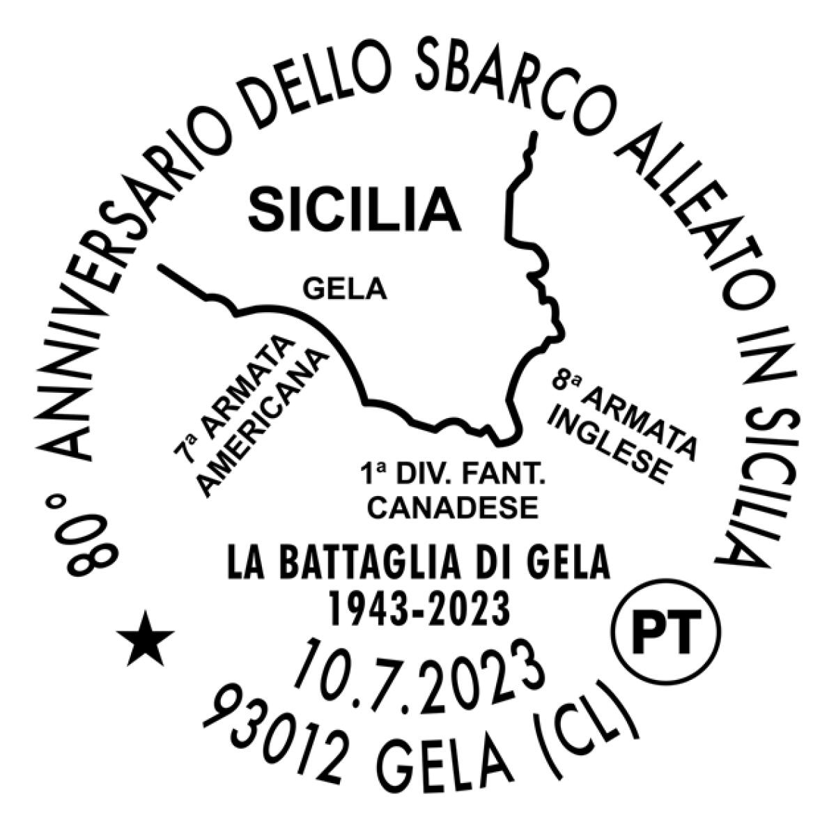 Un bollo speciale di Poste italiane sulla battaglia di Gela - 