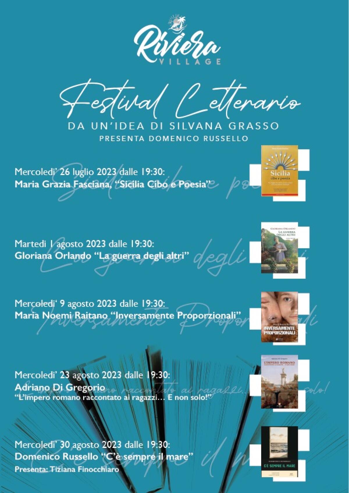 Riviera Village, al via la prima edizione del Festival letterario ideato dalla scrittrice Silvana Grasso -