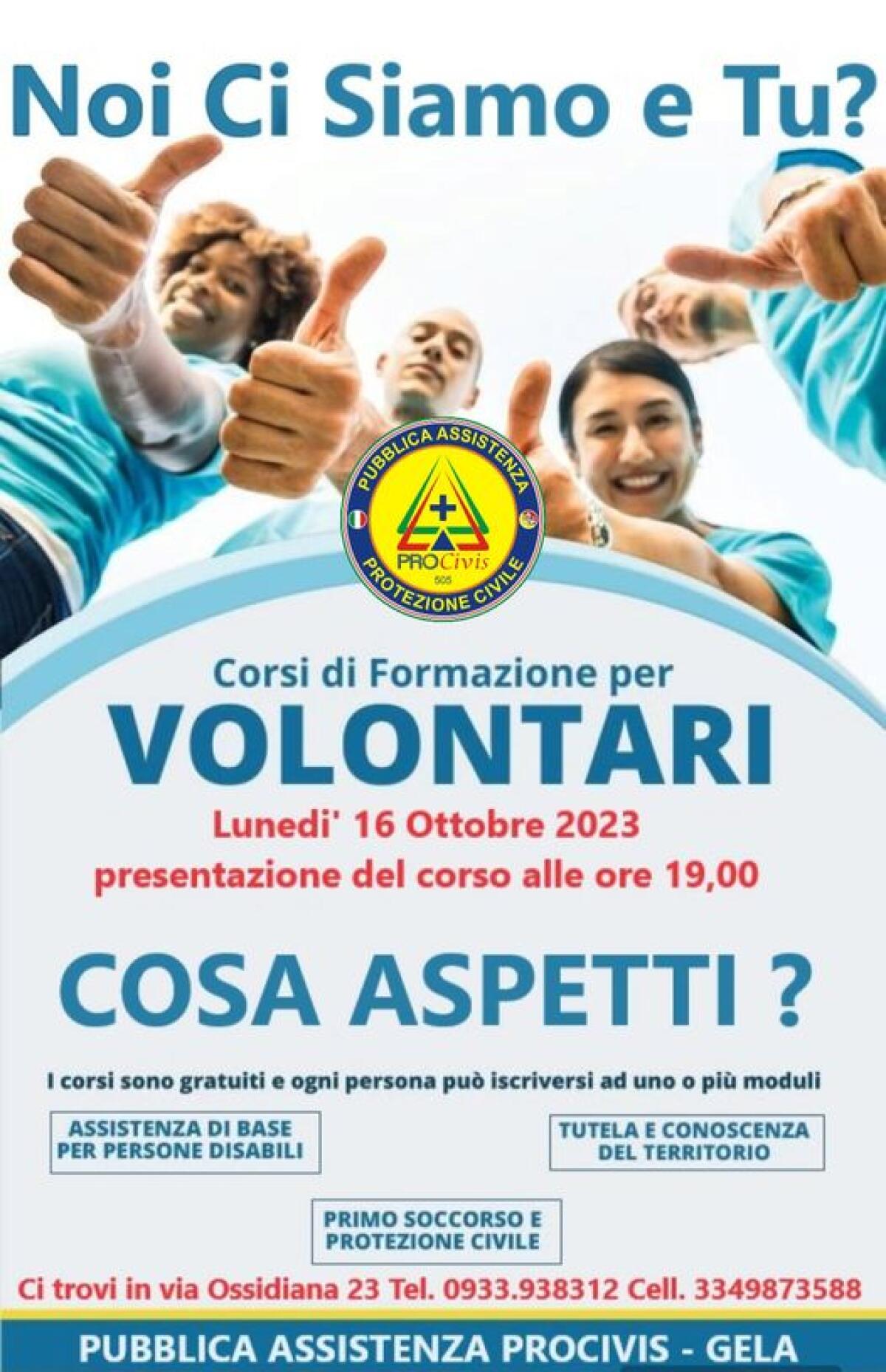 Al via le iscrizioni al corso di protezione civile alla Procivis - 