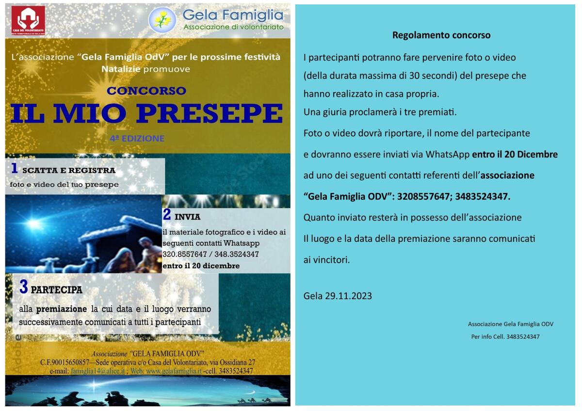 Gela Famiglia promuove il concorso “Il mio presepe” - 