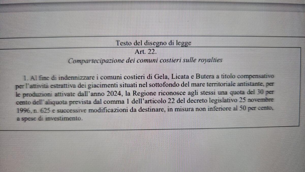L’on.Catania sull’ok definitivo alle royalties:”altra battaglia a buon fine grazie al governo Schifani” -
