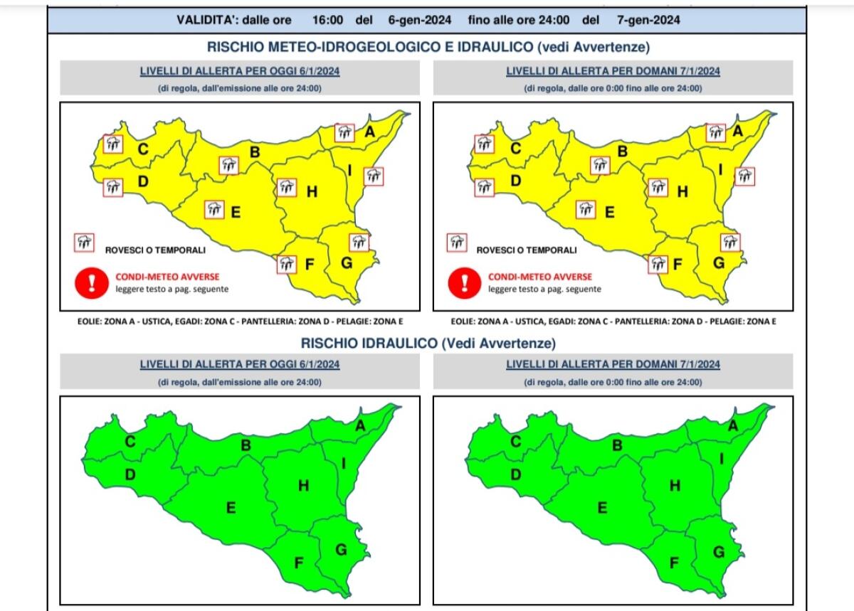 Allerta meteo in Sicilia e Calabria -