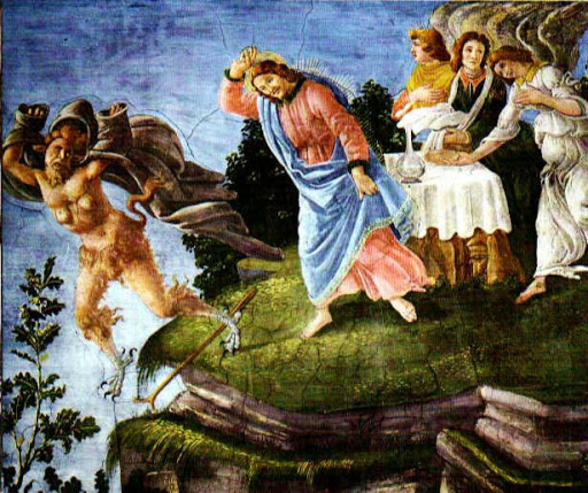 Gesù, tentato da satana, è servito dagli angeli -