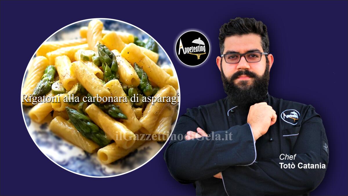 Lo chef Totò Catania propone: Rigatoni alla carbonara di asparagi -