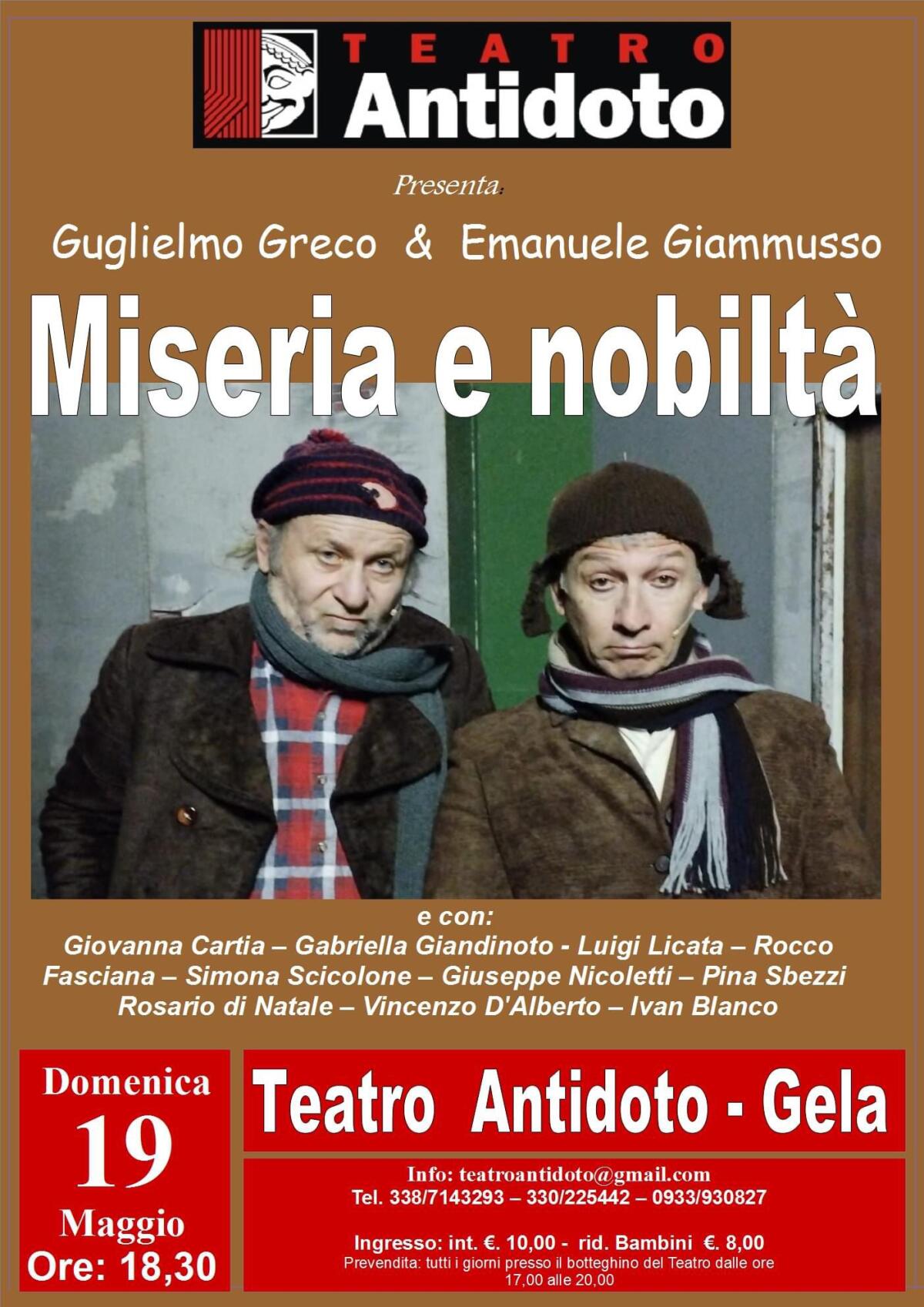 Miseria e nobiltà al teatro Antidoto -