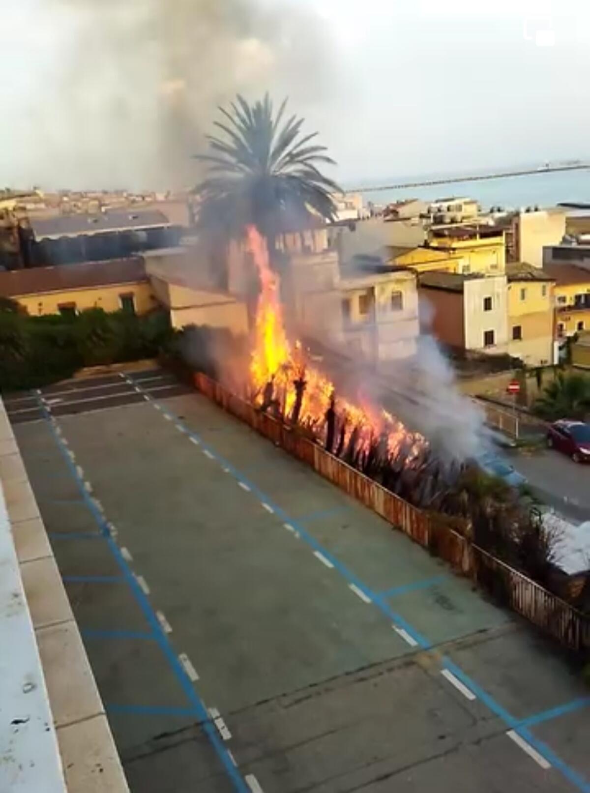 Incendio nel viale Mediterraneo -