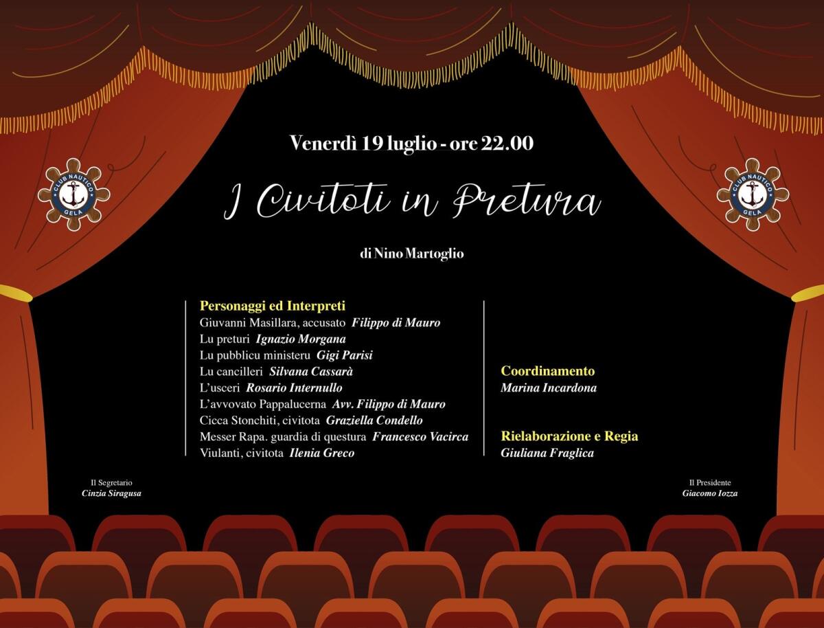 L’opera “I Civitoti in Pretura” in scena al Club Nautico -
