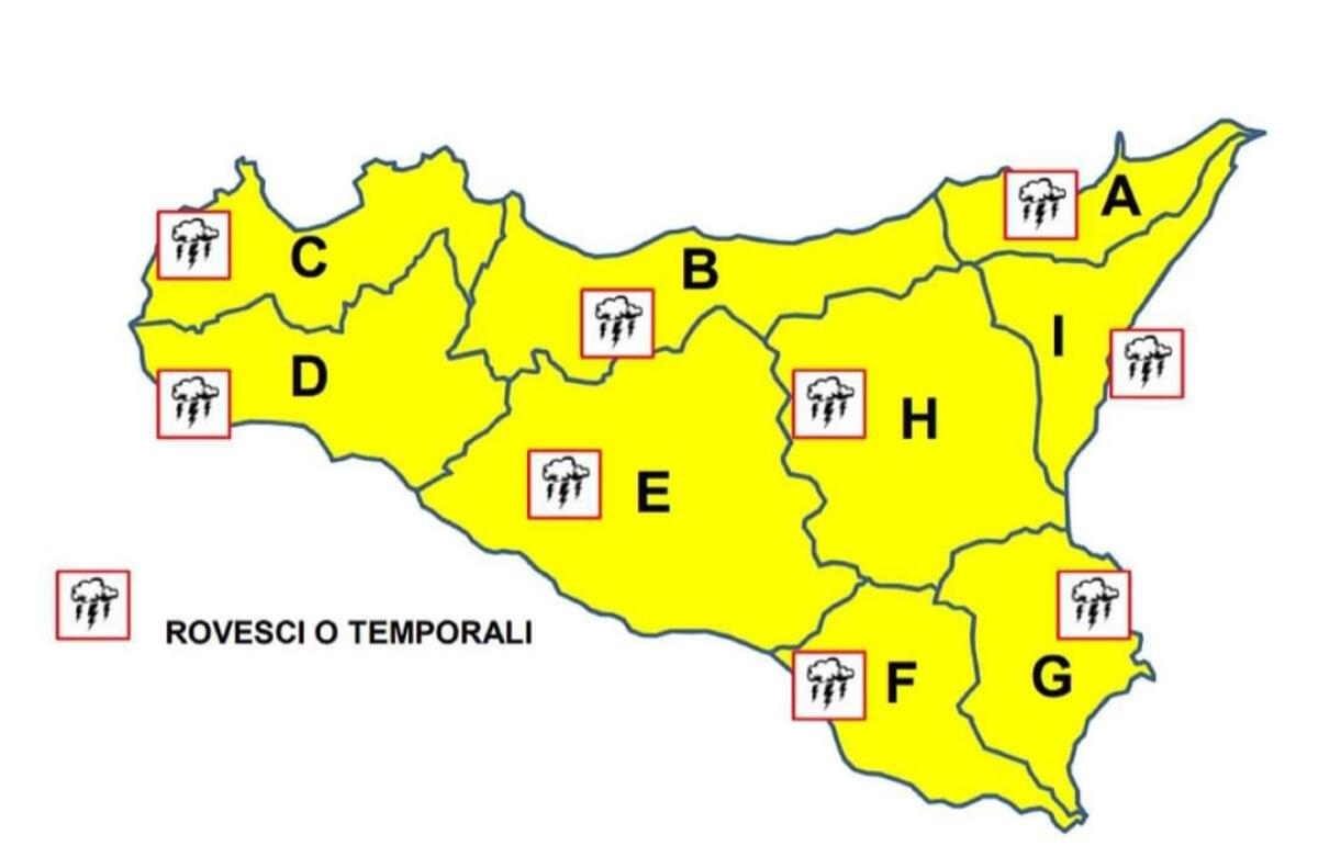 Domani allerta gialla in Sicilia -