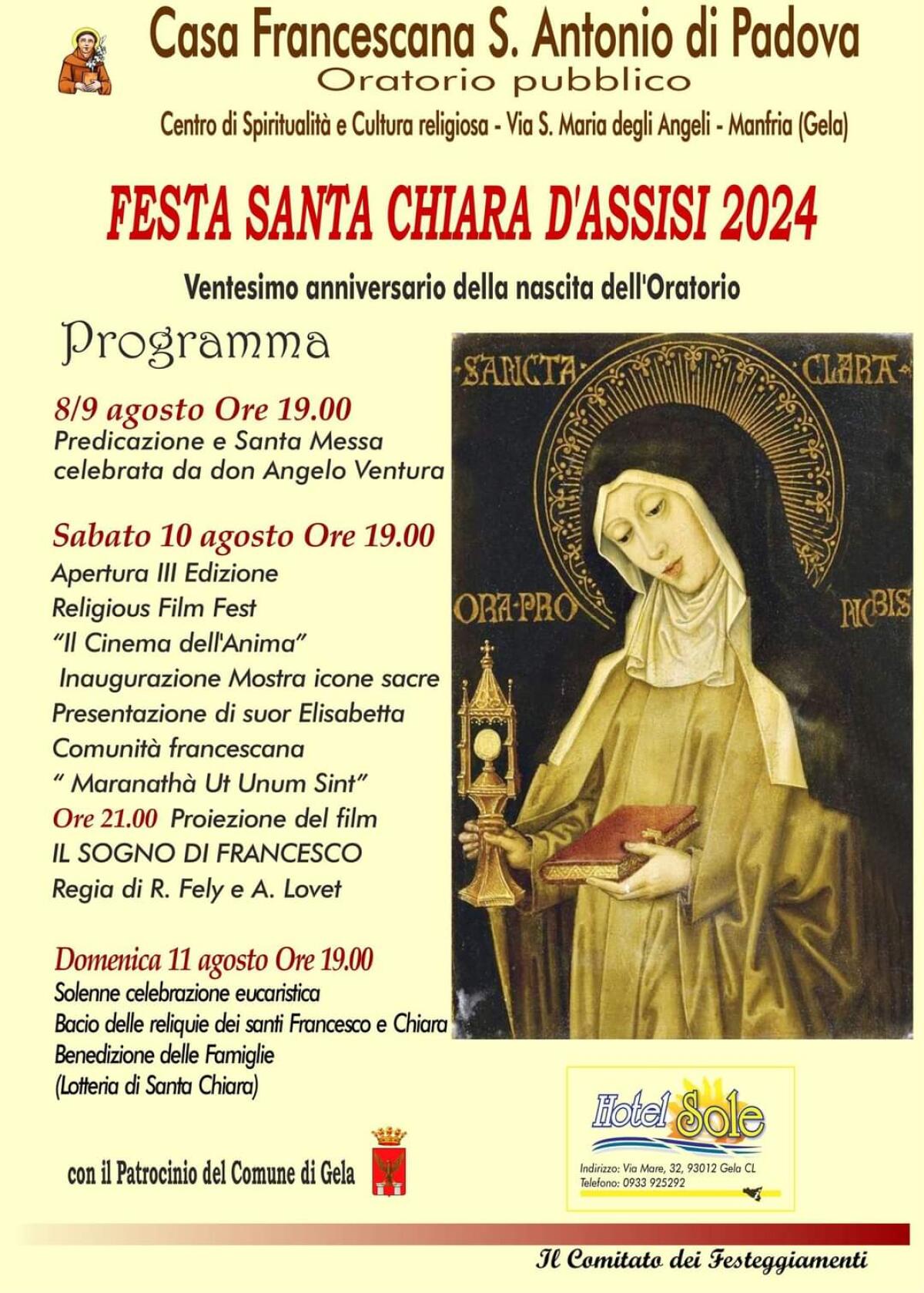 Al via la Festa di Santa Chiara a Manfria - 