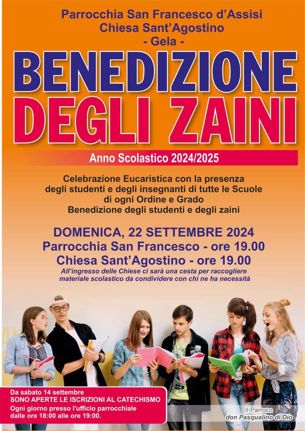 Stasera la benedizione degli zaini -