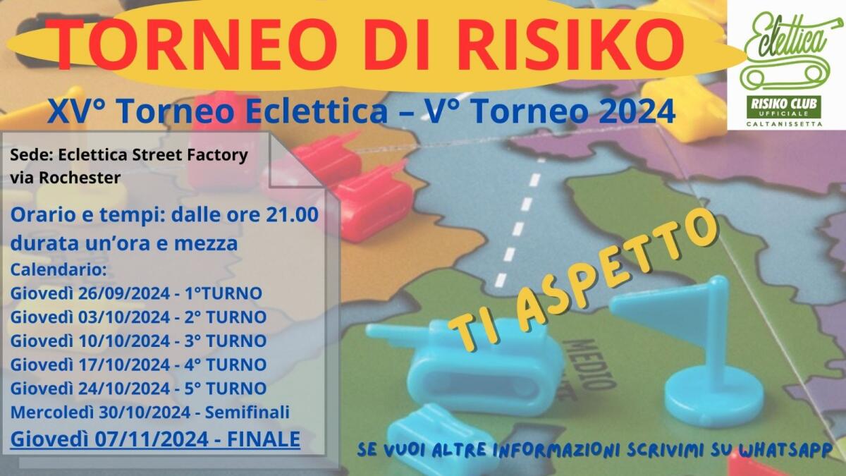 Risiko Club Ufficiale Caltanissetta: XV° torneo open “Eclettica” - 