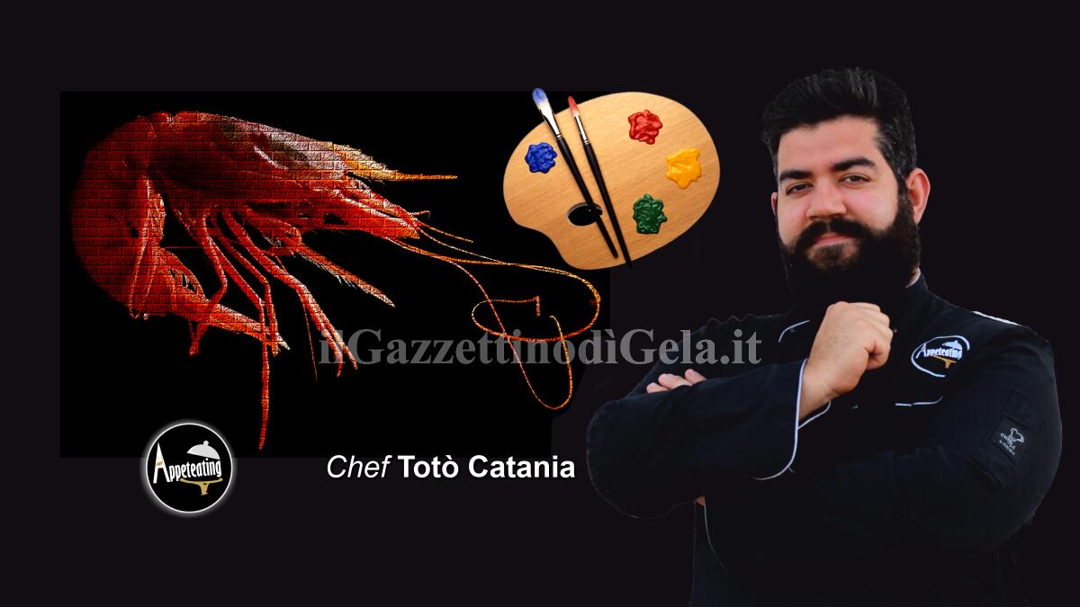 Lo chef Totò Catania propone: Mosaico di gambero alle erbe e salsa allo zafferano -