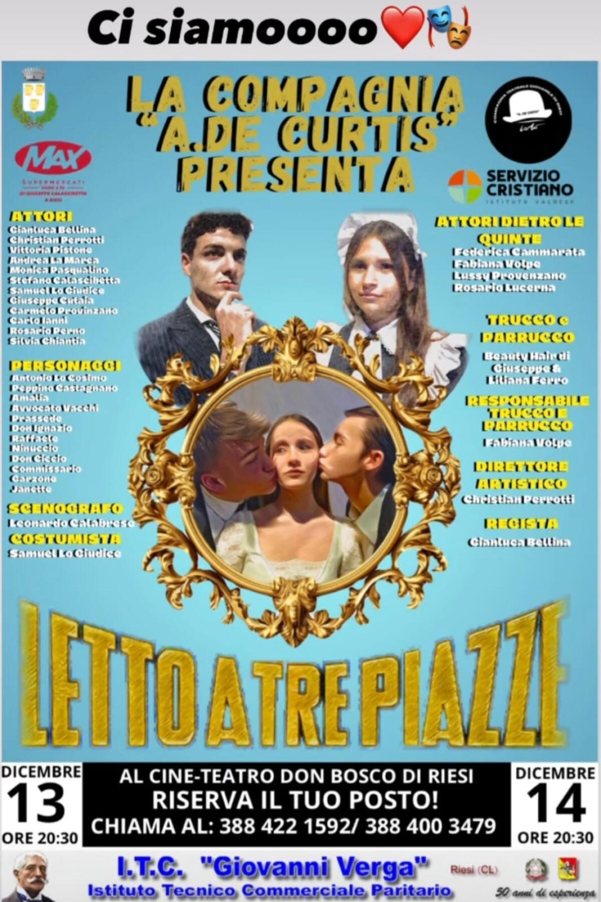 ‘Letto a tre piazze’: la commedia brillante sul palco del teatro Don Bosco - 