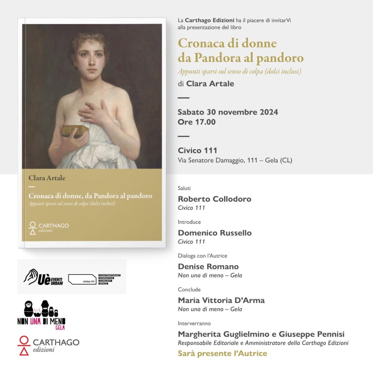 “Cronache di donne, da Pandora al pandoro”: sabato in città la presentazione del libro di Clara Artale - 