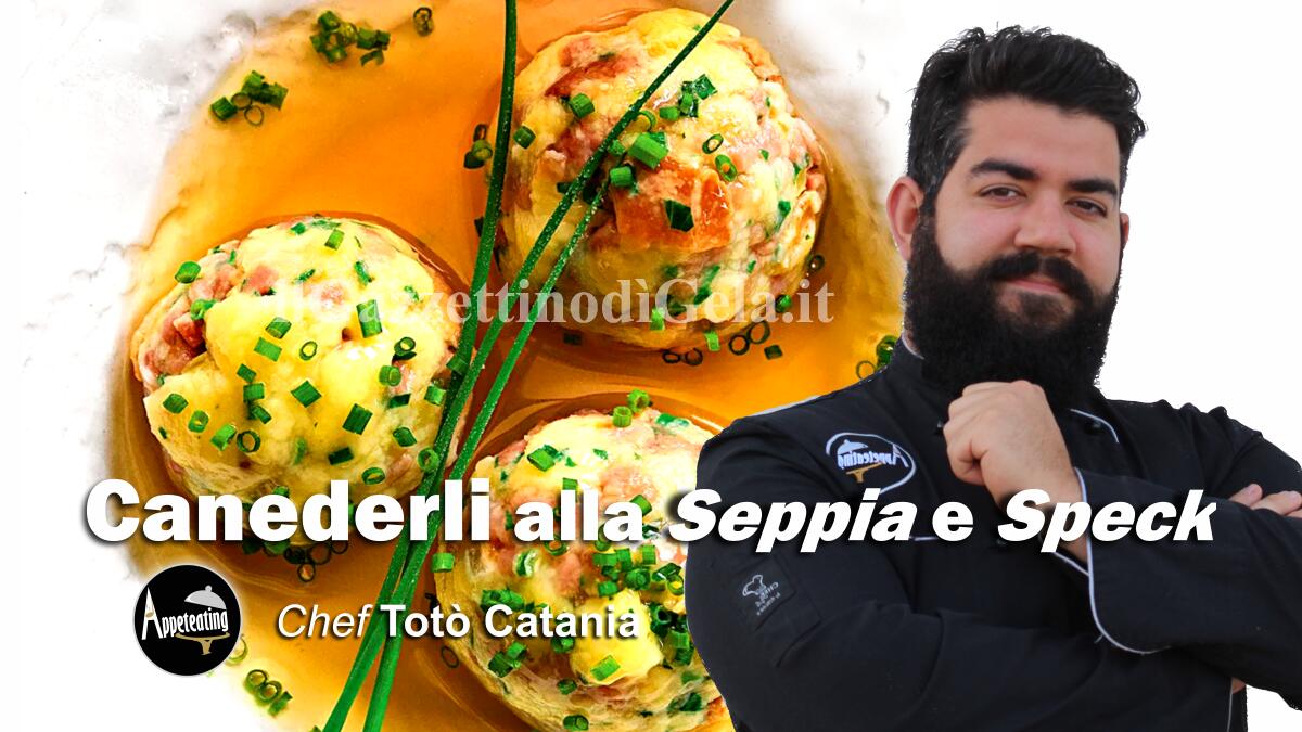 Lo chef Totò Catania propone: Canederli alla seppia e speck in brodo dashi ai porcini -