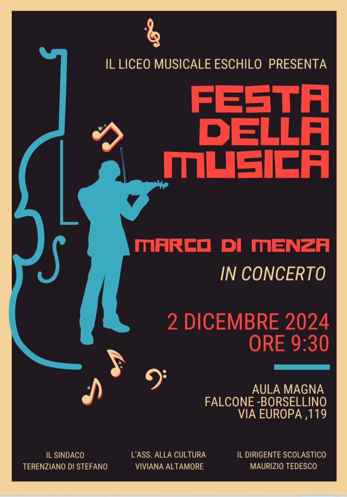 Il violinista Marco Di Menza testimonial del Liceo musicale &#8220;Eschilo&#8221; - 