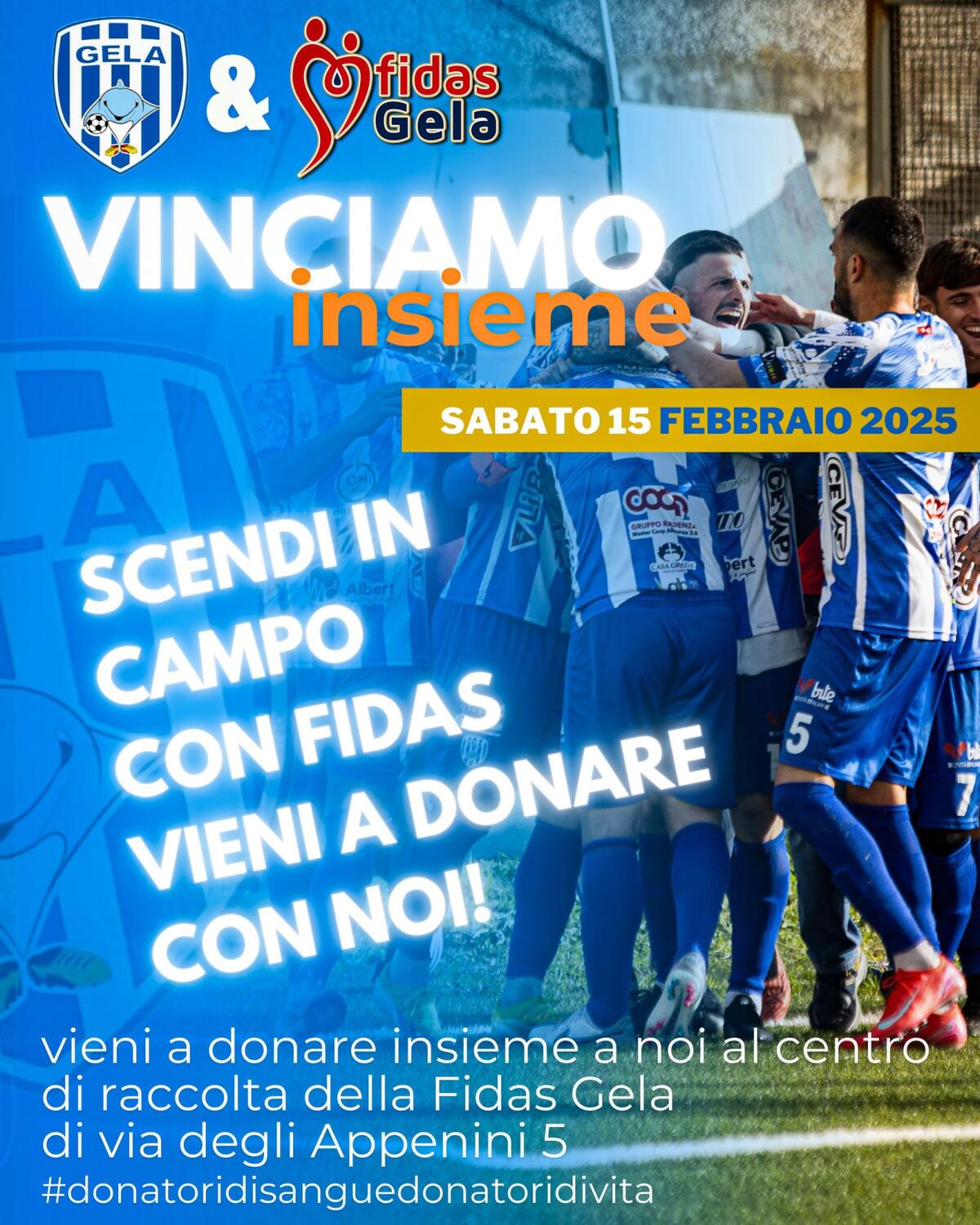 Fidas e Gela calcio insieme in una giornata speciale dedicata alla donazione del sangue -