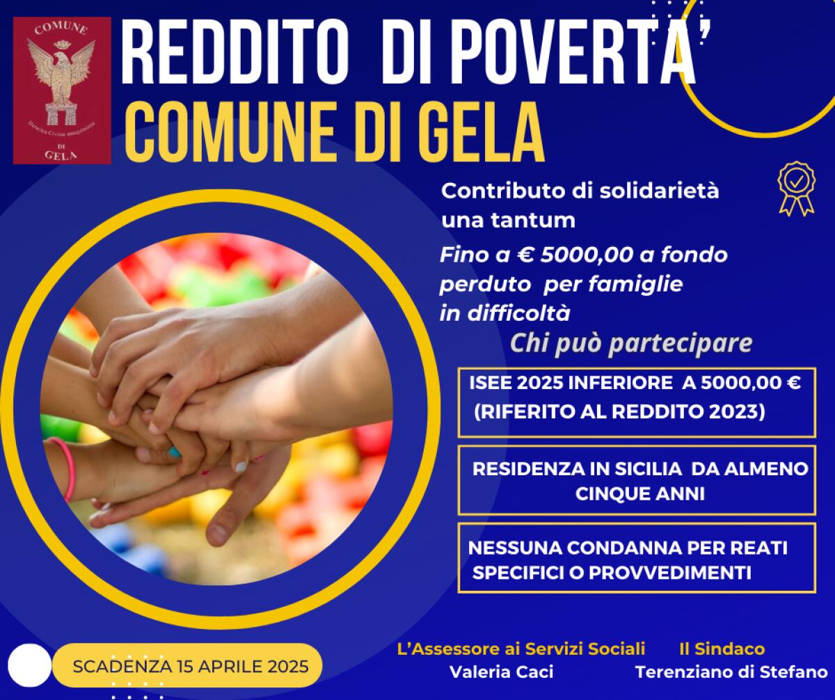 Scade il 15 aprile la domanda per il Reddito di povertà -