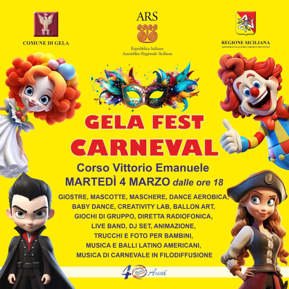 Il centro storico si colora con Gela Fest Carneval -
