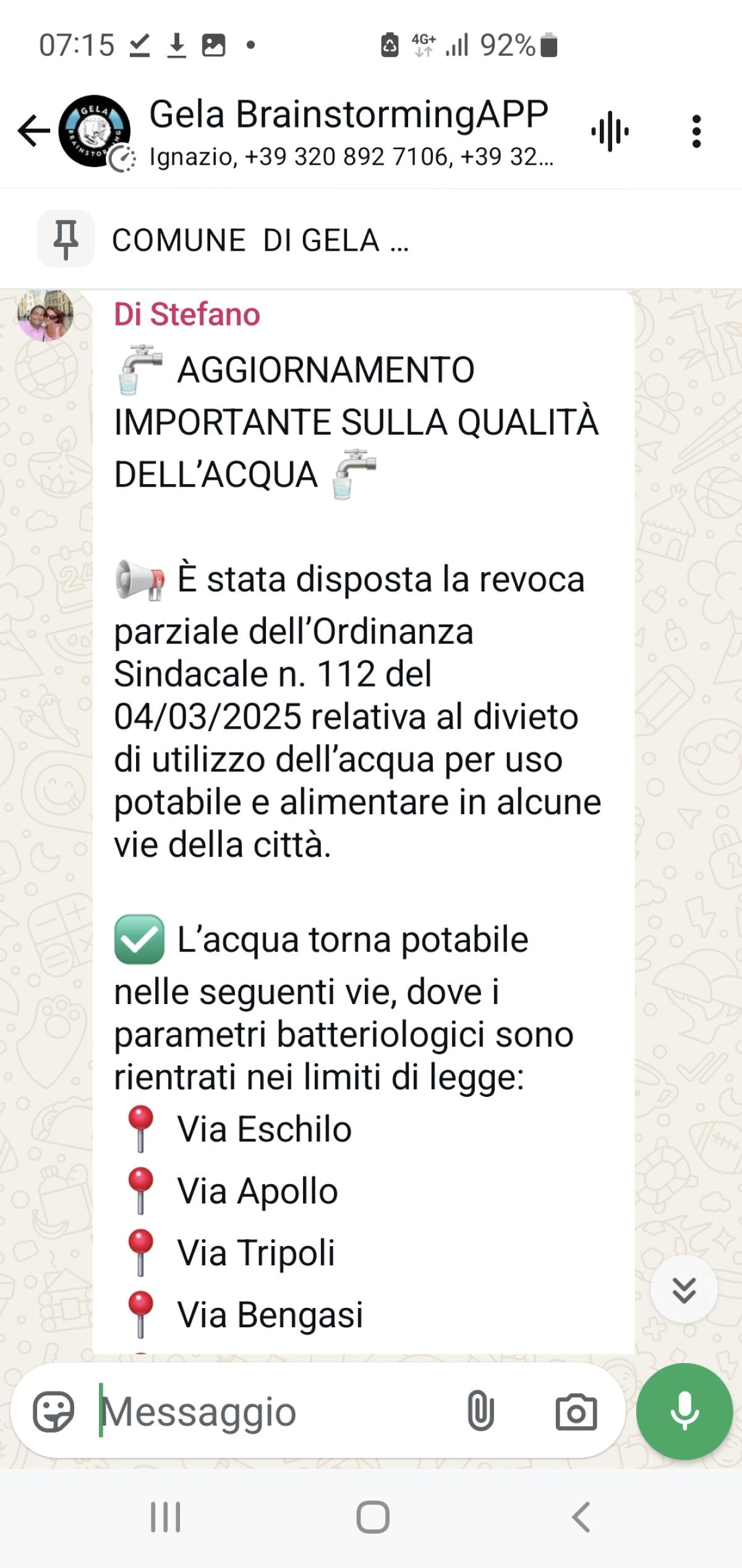 La revoca parziale di un&#8217;ordinanza sull&#8217;acqua in centro storico e la comunicazione anomala del Comune - 
