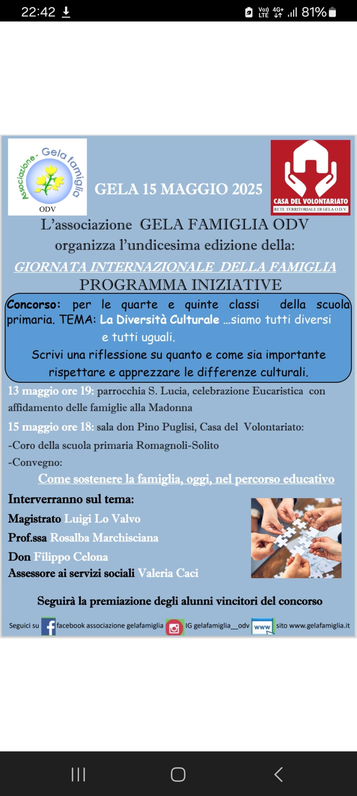 Giornata della famiglia a Gela -