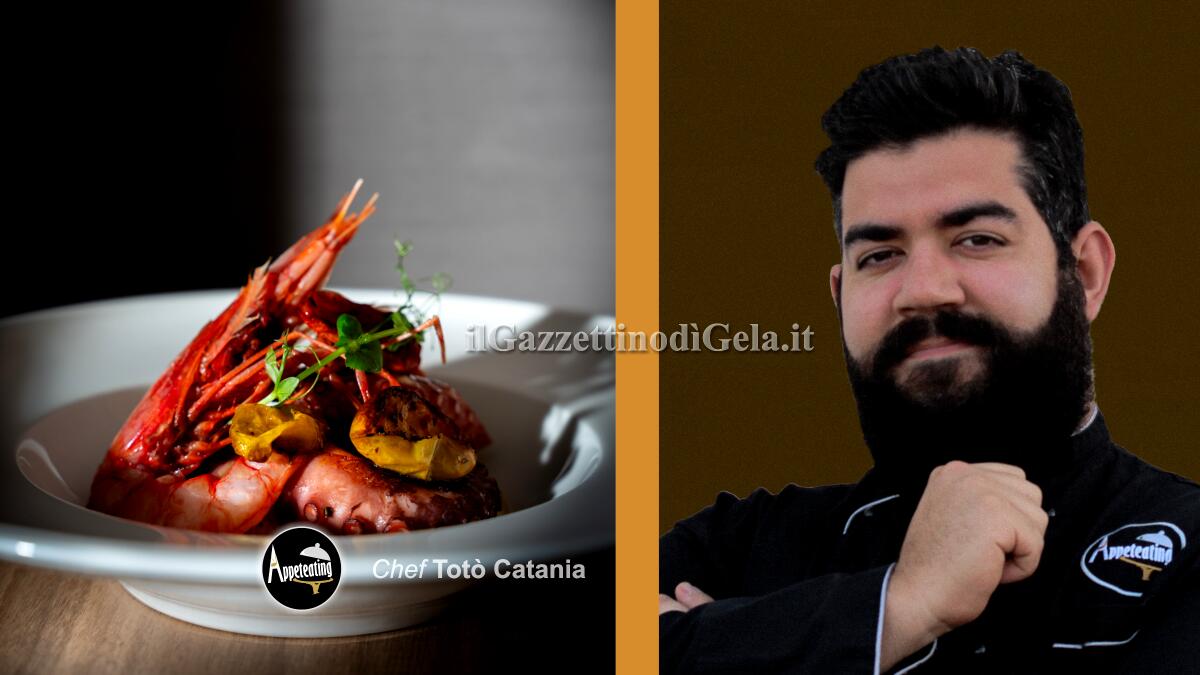 Polpo arrosto, gambero rosso, crema di cavolfiore, datterini confit e olio alla vaniglia -